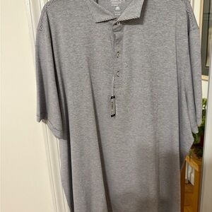 johnnie-O Men's Gray and White Striped Polo Shirt